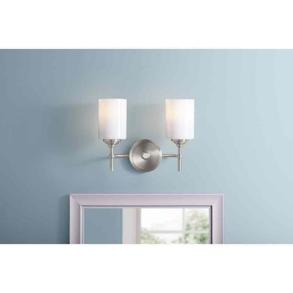 Home Decorators Ayelen 13.5 in. 2-Light Brushed Nickel Bathroom Vanity Light
