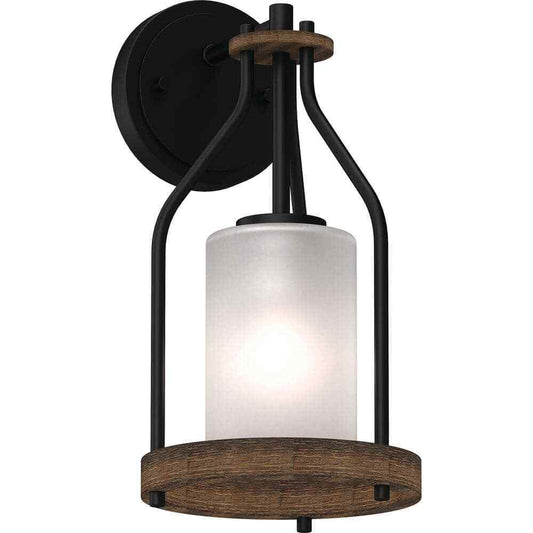 Volume Lighting Emery 5 in. Walnut and Black Indoor Vanity Wall Sconce