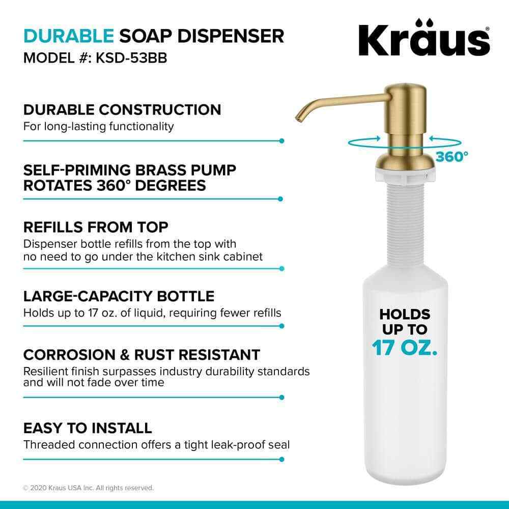 KRAUS Boden Kitchen Soap and Lotion Dispenser in Brushed Brass KSD-53BB