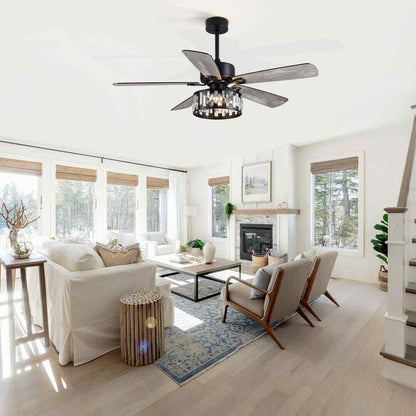 Breezary Sergio 52 in. Indoor Crystal Ceiling Fan w/ Remote Control and Light