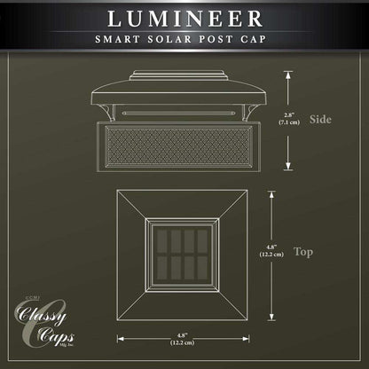 CLASSY CAPS Lumineer 4 in. x 4 in. Black Cast Aluminum Smart Solar Post Cap