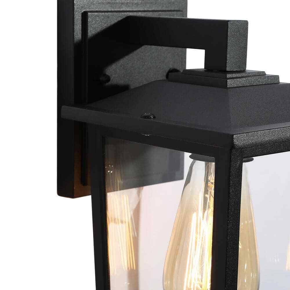 LNC Classic Black Lantern Wall Sconce with Clear Glass Shade 2-pack