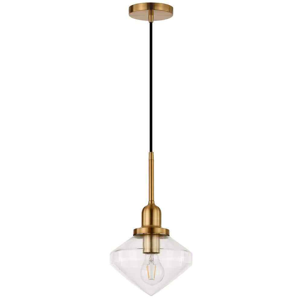 Meyer&Cross Zariza 1-Light Brass Pendant with Clear Glass Shade