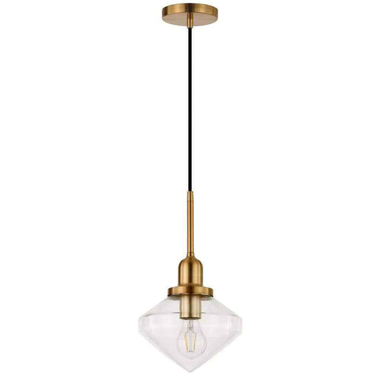 Meyer&Cross Zariza 1-Light Brass Pendant with Clear Glass Shade