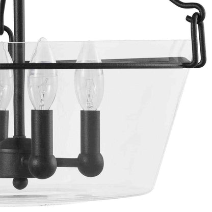 Home Decorators Crestlane 16.5 in. 4-Light Black Semi-Flush Mount Glass Fixture