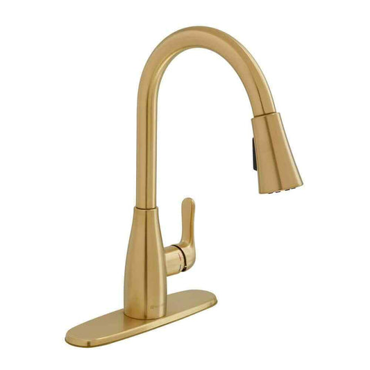 Glacier Bay McKenna Single-Handle Pull-Down Sprayer Kitchen Faucet in Matte Gold