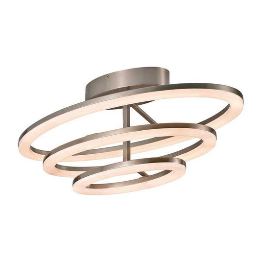 Transglobe Orbital Ring 15.75 in. 84-Watt Nickel Flush Mount Ceiling Light