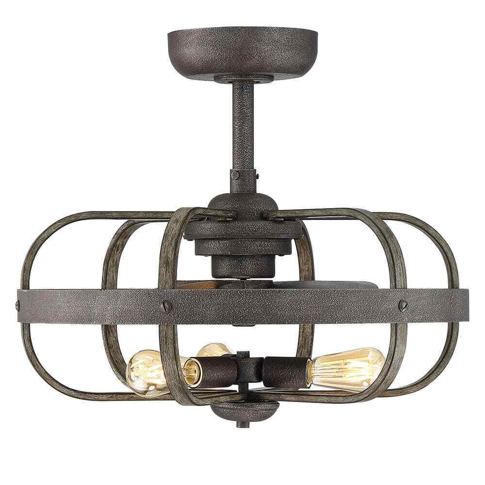 Home Decorators Keowee 23 in Indoor/Outdoor Black Iron Coastal Caged Ceiling Fan
