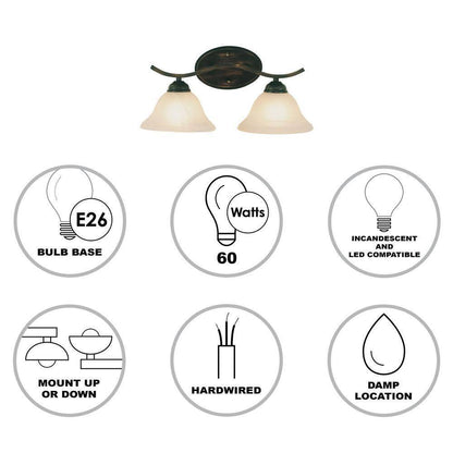Bel Air Lighting Hollyslope 17 in. 2-Light Oil Rubbed Bronze Light Fixture