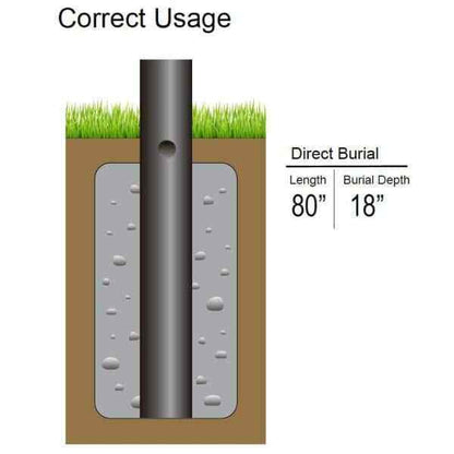 LUTEC 80 in. Black Outdoor Direct Burial Aluminum Lamp Post 9706502012