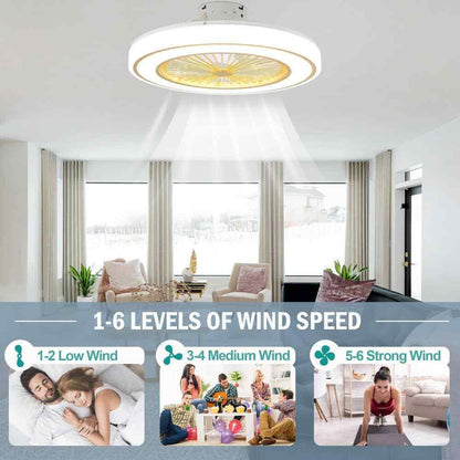 Oaks Aura 20in.LED White Bladeless Smart App Control Low Profile Ceiling Fan