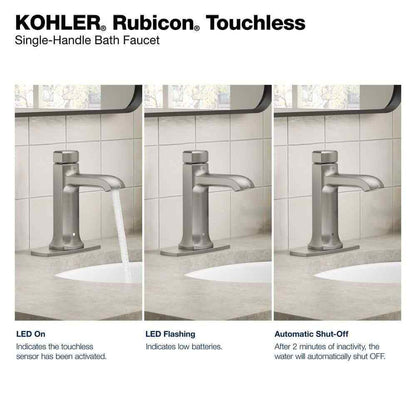 KOHLER Rubicon Powered Touchless Single Hole Bathroom Faucet in Brushed Nickel