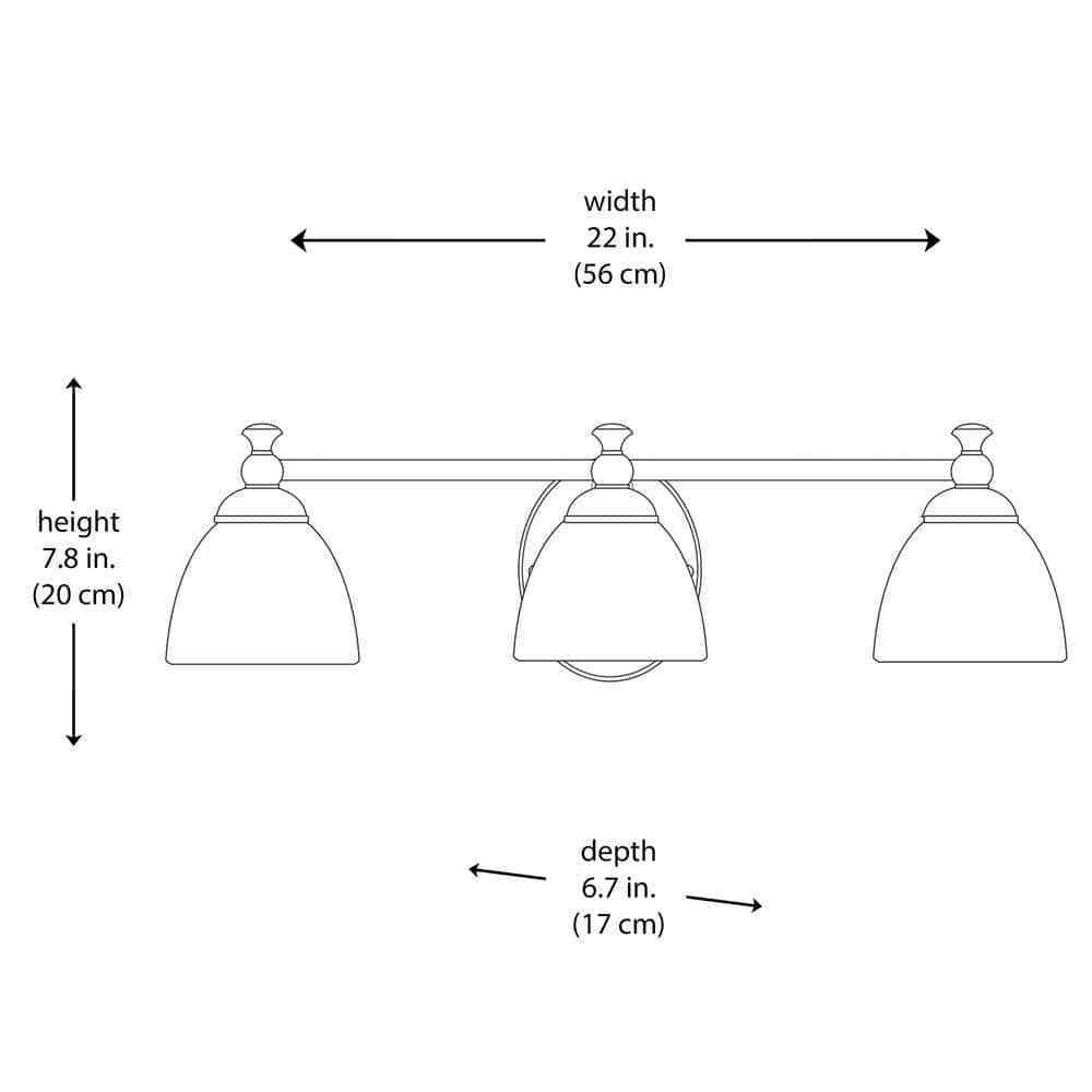 Hampton Bay Solomone  3-Light Polished Chrome Bathroom Vanity Light Fixture