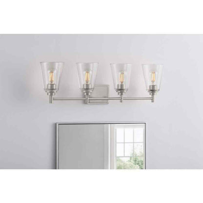 Hampton Bay 31 in. Wakefield 4-Light Brushed Nickel Vanity Light w/ Clear Glass