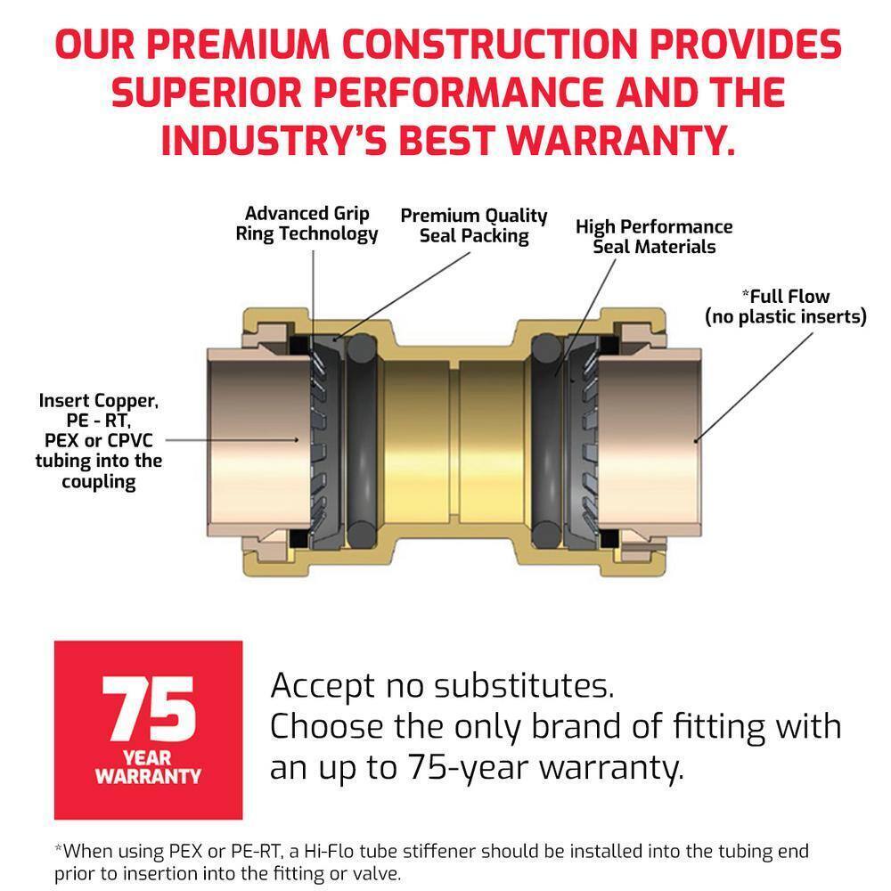 QUICKFITTING 3/4 in. Brass Push-to-Connect x FIP Adapter Fitting (4-Pack)