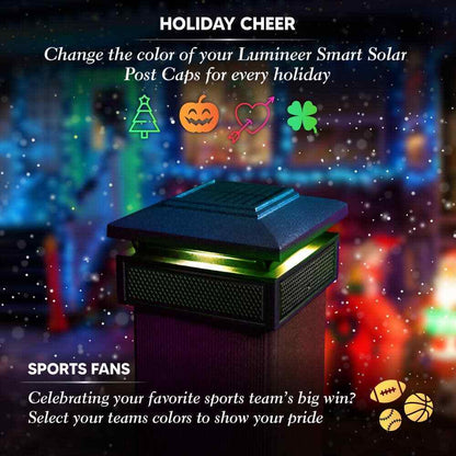 CLASSY CAPS Lumineer 4 in. x 4 in. Black Cast Aluminum Smart Solar Post Cap