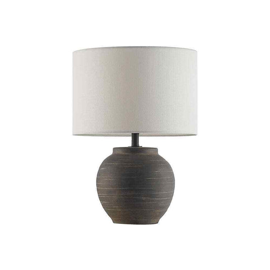 Hampton Bay Hookston Black 18 in. Ceramic Table Lamp with White Fabric Shade