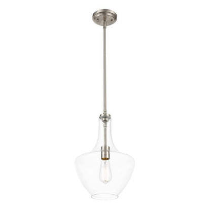 Light Society Sienna 1-Light Satin Nickel Pendant with Clear Glass Shade