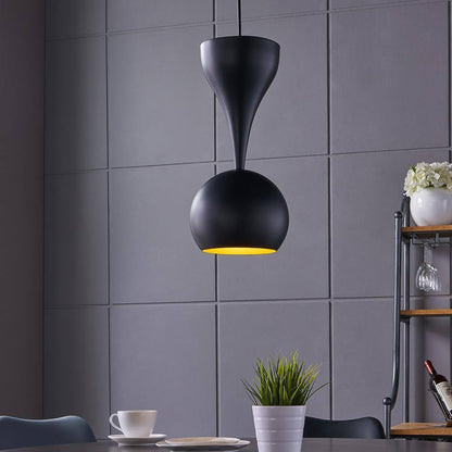 Southern Enterprises Conner Matte Black Midcentury Modern Dome Pendant Lamp