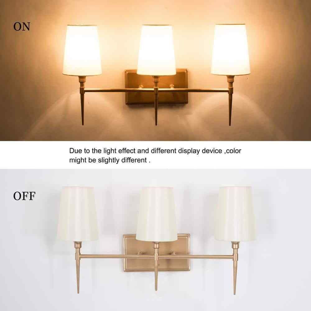LNC Gold Bathroom Vanity Light Sconce Bath Vanity Light w/ Fabric Shades