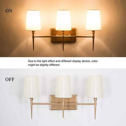 LNC Gold Bathroom Vanity Light Sconce Bath Vanity Light w/ Fabric Shades