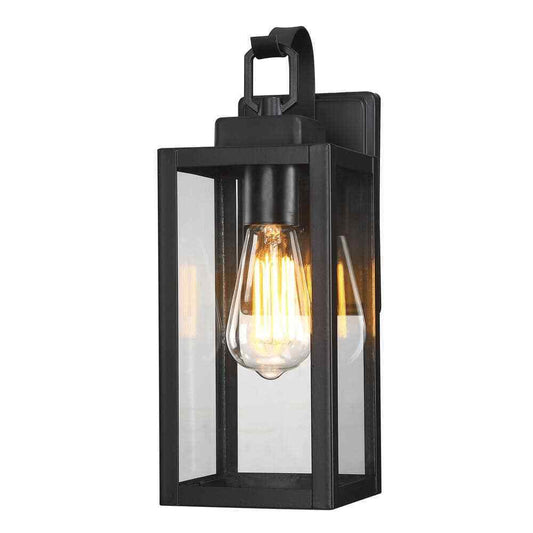 Dawn 13 in. 1-Light Matte Black Hardwired Outdoor Wall Lantern Modern Sconce