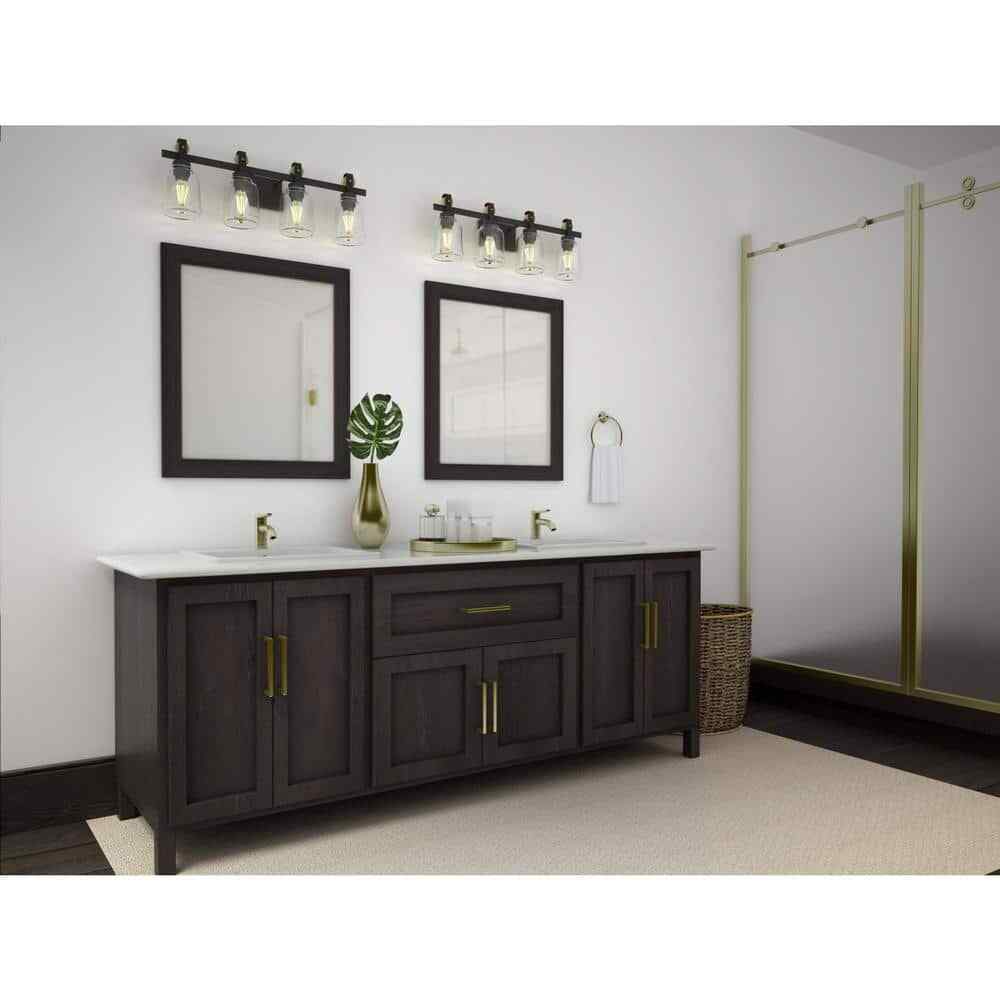 Home Decorators Knollwood 31-3/4 in. 4-Light Bronze Vanity w/ Clear Glass