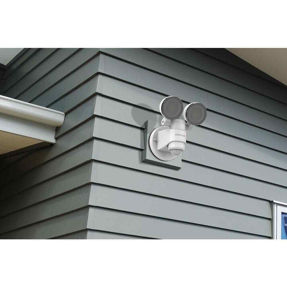 Defiant 1100 Lumen 180-Degree Integrated LED Two-Head White Outdoor Flood Light