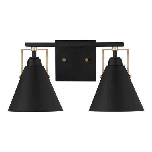 Home Decorators Insdale 2-Light Matte Black Modern Bathroom Vanity Light