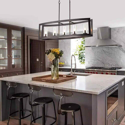 RRTYO Sylvette 5-Light Oil Rubbed Bronze Kitchen Curved Island Chandelier