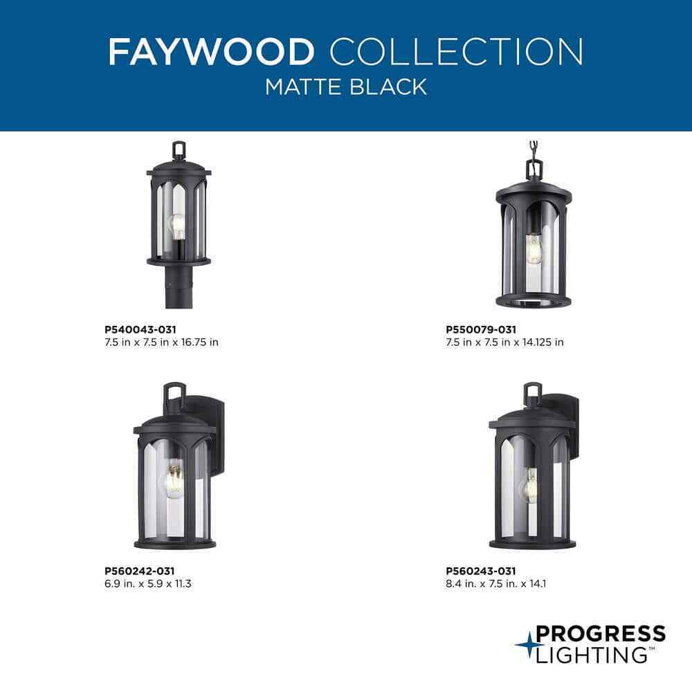 Progress Lighting Faywood 1-Light Matte Black Outdoor Post Lantern