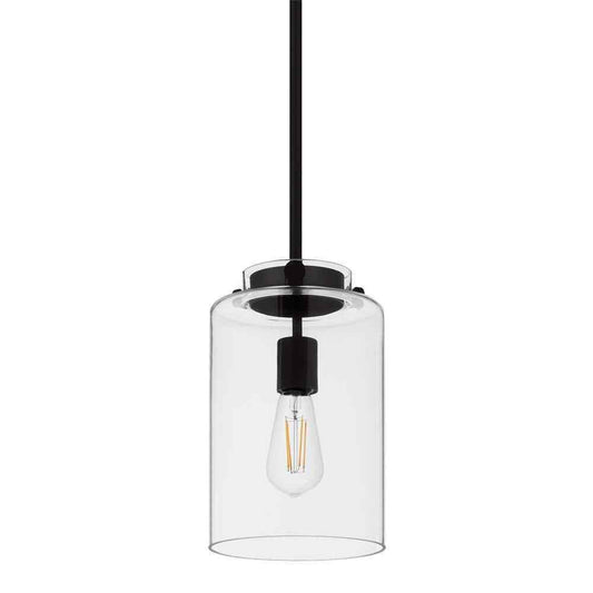 Hampton Bay Mullins 6.75 in. 1-Light Coal Mini Pendant Hanging Light