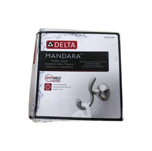 Delta Mandara Double Towel Hook Bath Hardware Accessory in Brushed Nickel