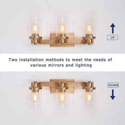 LNC Modern Industrial 3-Light Dark Gold Bathroom Vanity Light