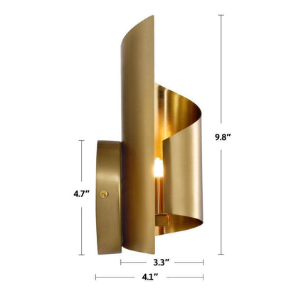 Merra 1-Light Gold Modern Wall Sconce Light Fixture with Novelty Scroll Shade