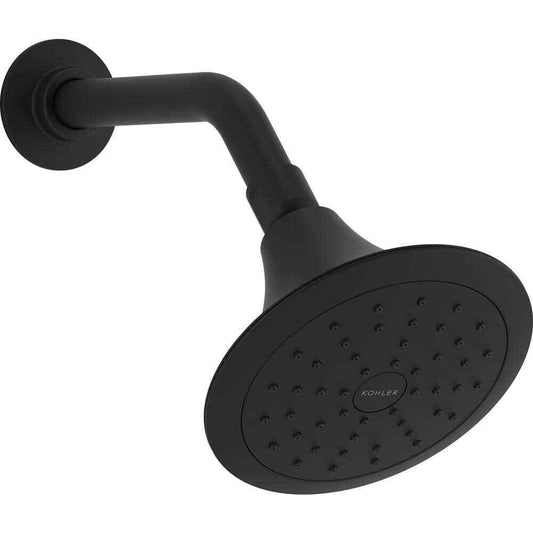 KOHLER Forte 1-Spray Patterns Wall Mount Fixed Shower Head in Matte Black