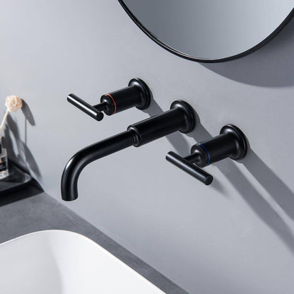 matrix decor Two-Handle Wall Mounted Bathroom Faucet in Matte Black
