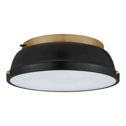 Hampton Bay Taspen 14 in. Black and Antique Brass LED Flush Mount Ceiling Light