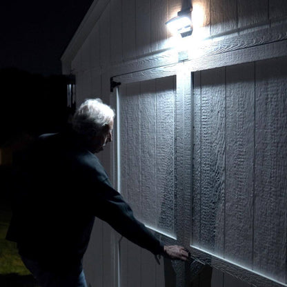 GAMA SONIC Black Outdoor Solar Warm White LED Motion Sensing Security Light
