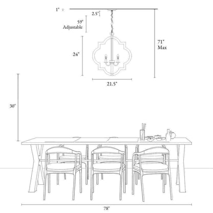 LNC Modern Chandelier 4-Light Distressed White Weathered Wood Adjustable Pendant