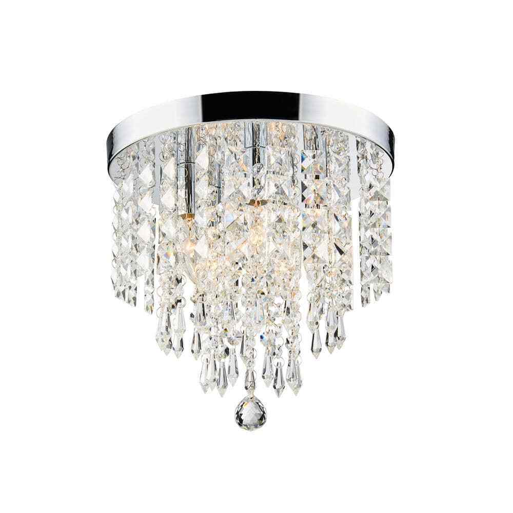 Merra 11 in. 5-Light Chrome Flush Mount Chandelier with K9 Crystals