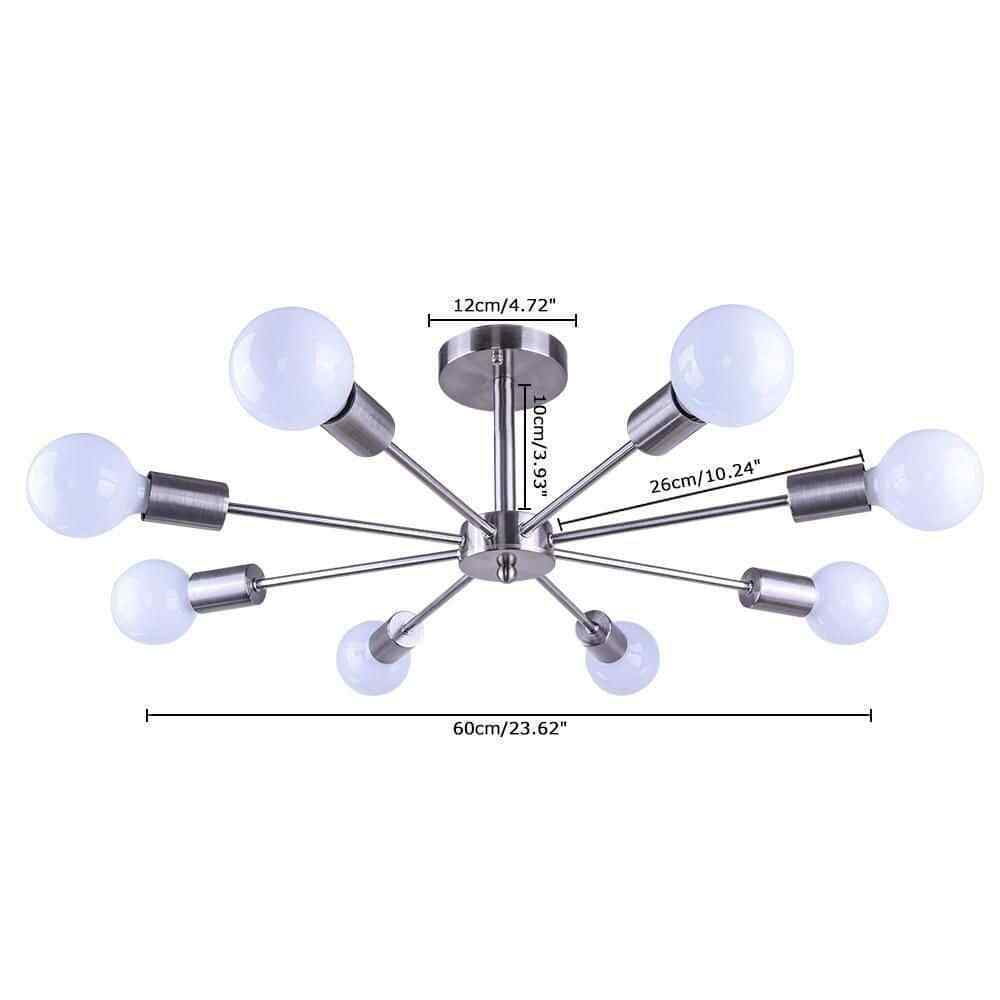 RRTYO Kaylani 8-Lights Nickel Mid-Century Light Sputnik Semi-Flush Mount