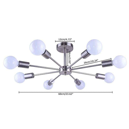 RRTYO Kaylani 8-Lights Nickel Mid-Century Light Sputnik Semi-Flush Mount