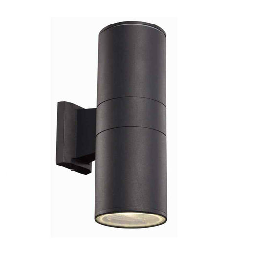 Bel Air Lighting Compact 12 in Black LED Cylinder Outdoor Wall Light Clear Glass