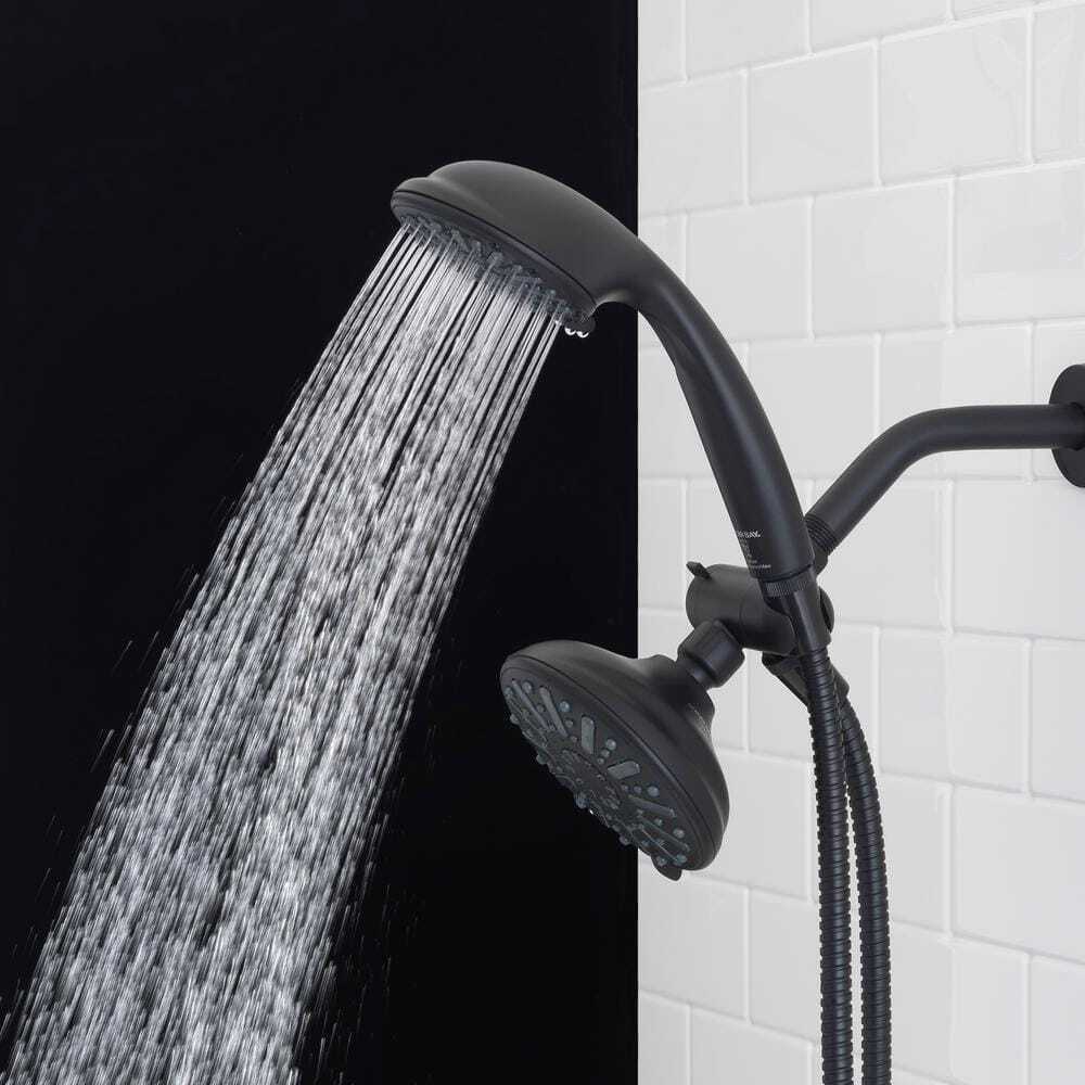 Glacier Bay 6-Spray 5 in. Dual Wall Mount Handheld Shower Head  Matte Black
