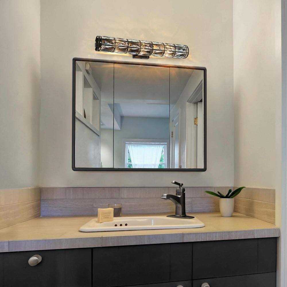LNC Modern Transitional 23.6 in. 3-Light Black Vanity Light w/ Shade Wall Sconce