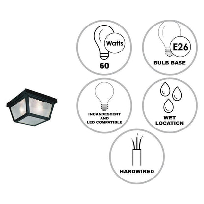 Bel Air Lighting Samantha 1-Light Black Outdoor Flush Mount Ceiling Fixture