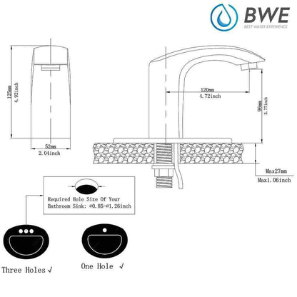 BWE Automatic Sensor Touchless Bathroom Sink Faucet With Deck Plate
