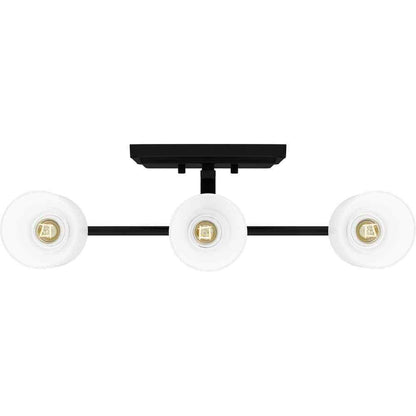 Hampton Bay Darlington Matte Black Vanity Light w/ Frosted Opal Glass Shades