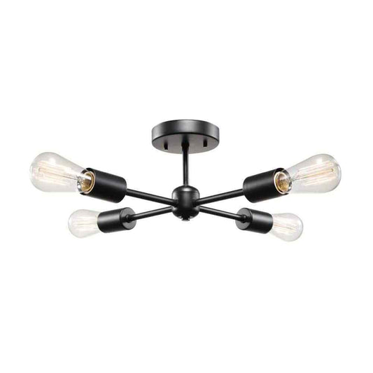 Globe Electric Vane 4-Light Matte Black Flush Mount Ceiling Light 66008
